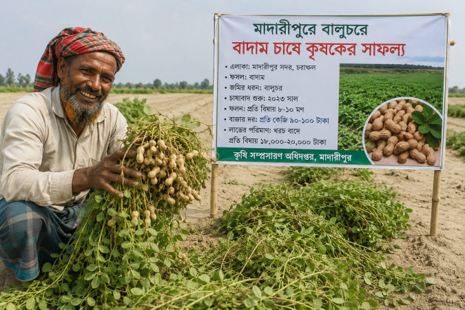 মাদারীপুরে বালুচরে বাদাম চাষে সাফল্য  কৃষকের মুখে হাসি
